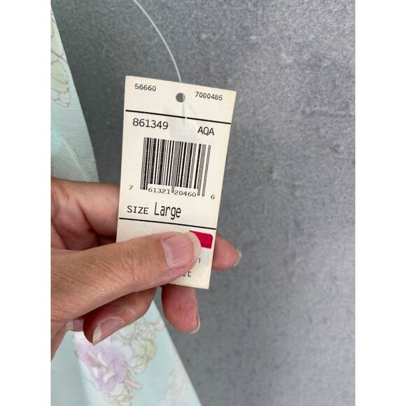 NWT California Dynasty Lingerie Sz L Teddy Thong Set Floral Green Fairy Romantic - Picture 9 of 13